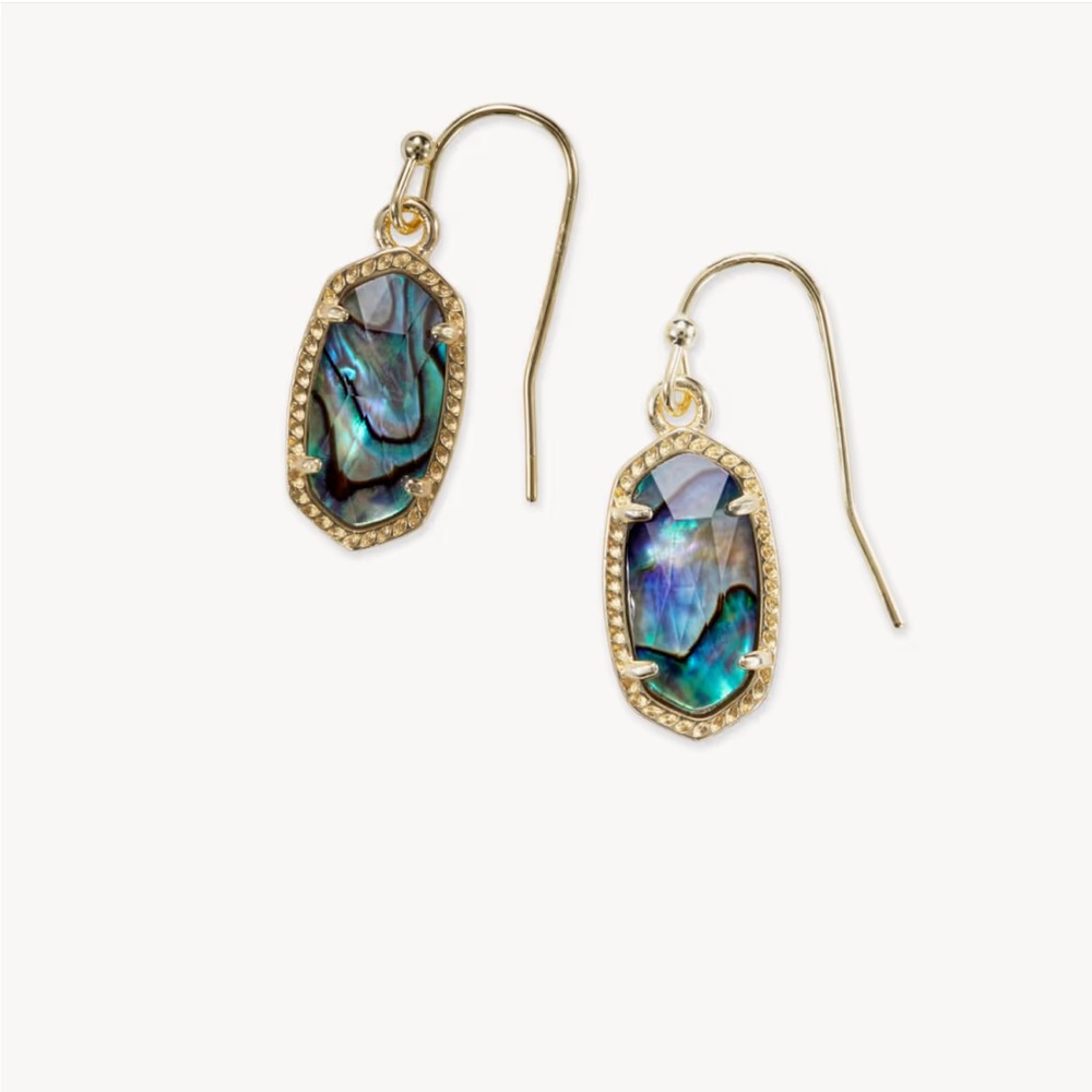 Kendra Scott Gold Lee Drop Earrings in Color Blue Abalone